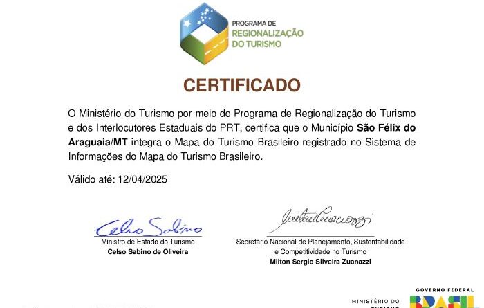 São Félix do Araguaia integra mais uma vez o Mapa do Turismo Brasileiro