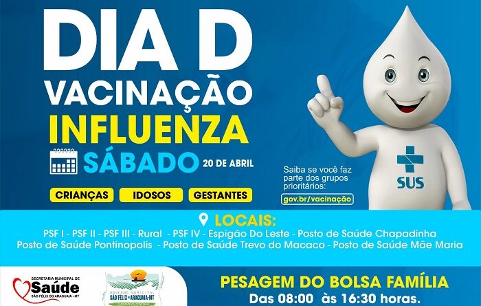 Secretaria Municipal de Saúde promove dia D de vacinação contra Influenza neste sábado (20)